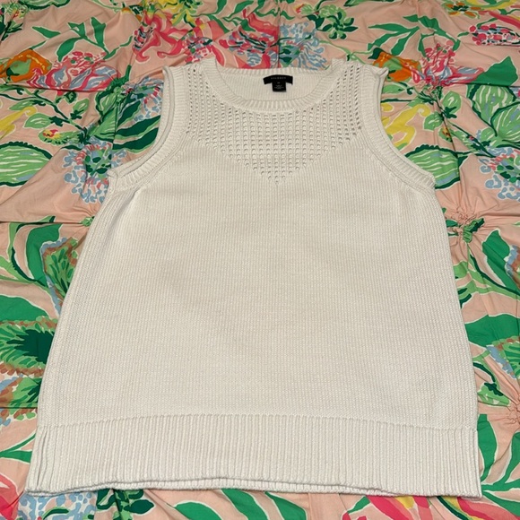 Sleeveless Crochet Tank Open Stitch Cotton Sweater Vest Summer White Top - Picture 5 of 8